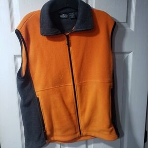 White Sierra Mens Orange Grey Full Zip Fleece Vest Size M Outdoor Hiking